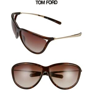 TOM FORD TAMMY TF770 52F DARK HAVANA/GOLD GRADIENT BROWN CAT EYE SUNGLASSES.70mm